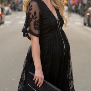 Pinkblush black lace overlay maternity gown